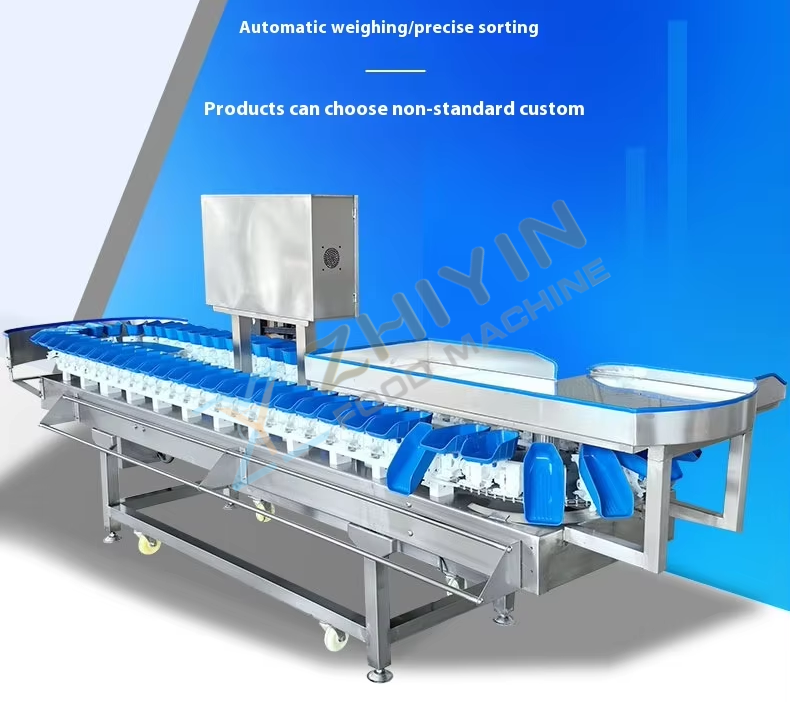 White-Striped Chicken Sorter Turntable Weight Sorting Machine for Seafood Fruit Kiwi-Box-Type Weighing Equipment for Vegetables